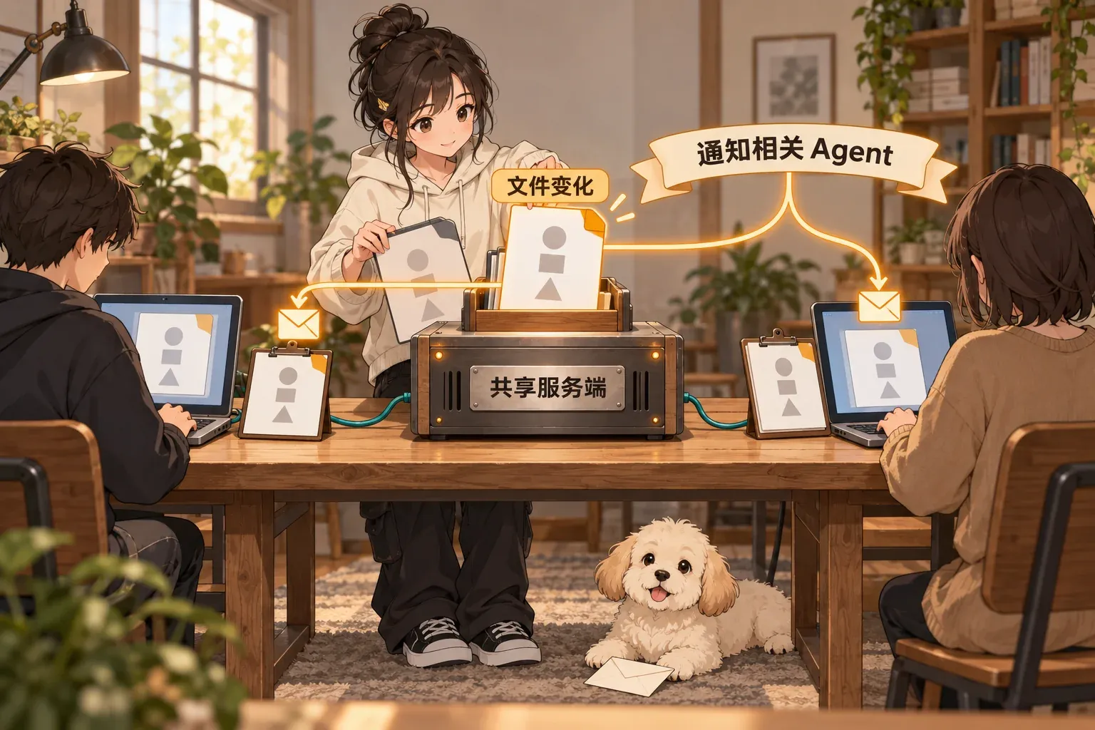 共享服务端在文件变化后通知受影响的 Agent