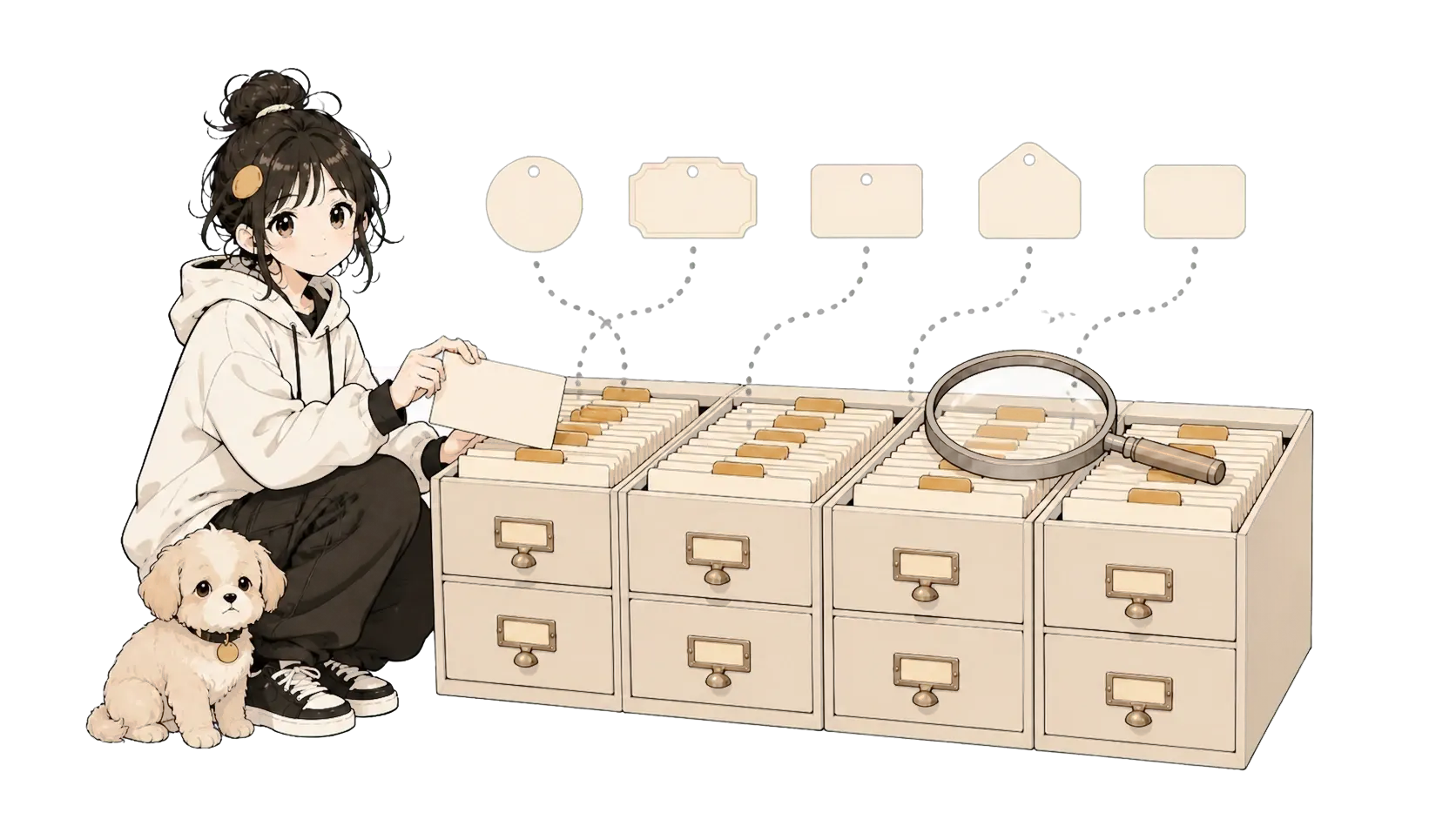 Lora 与 Mochi 在卡片索引中搜索和归档内容